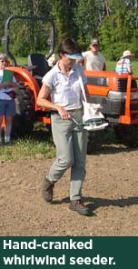 Hand-cranked whirlwind seeder.